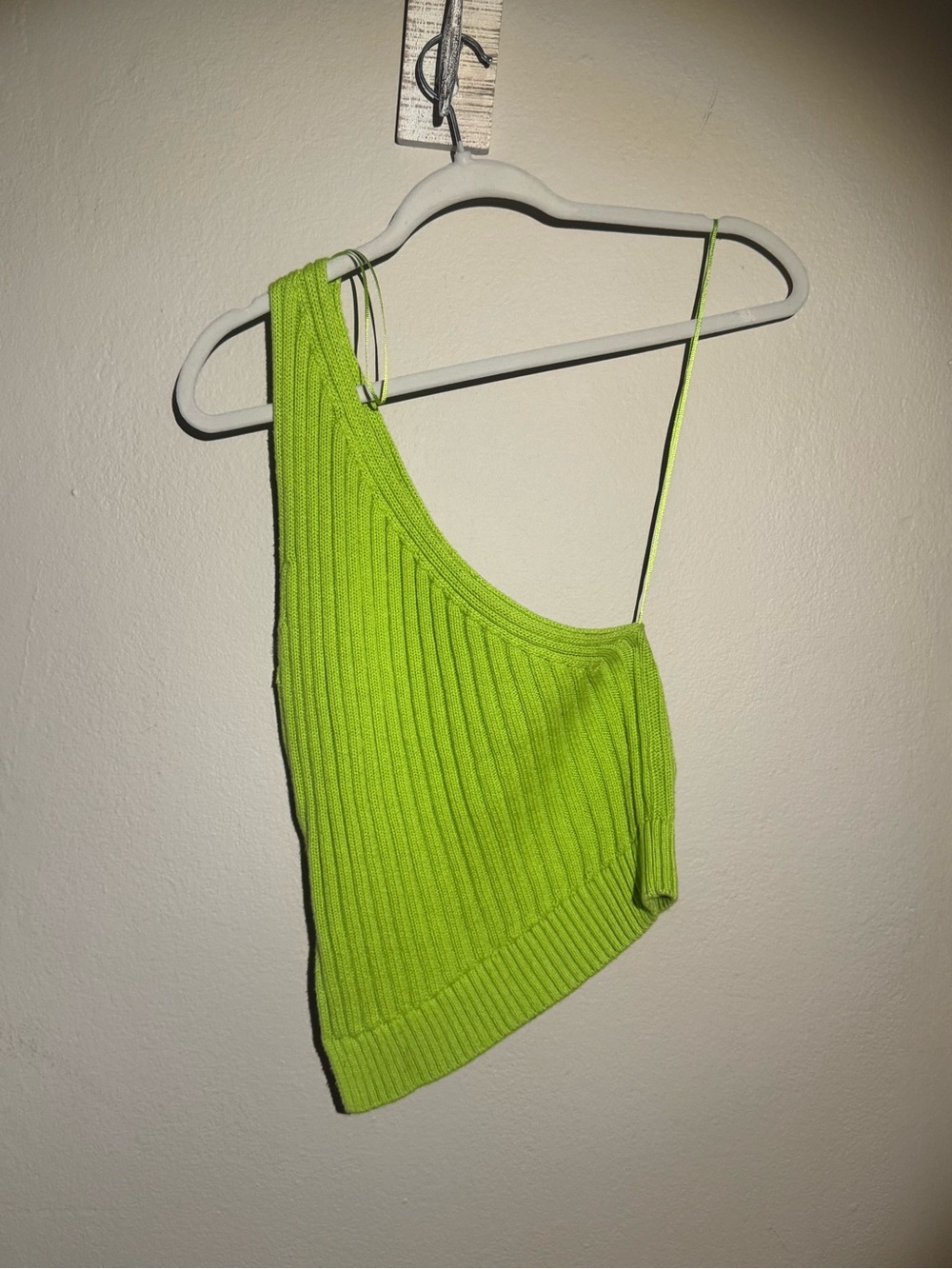 Zara Neon Green Asymmetric Ribbed Tank
